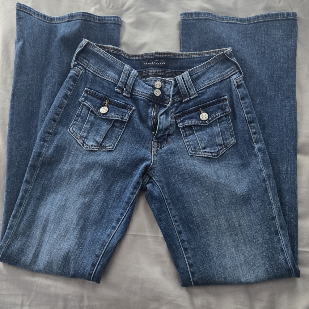 Aeropostle Low-Rise Bootcut Flare Denim Y2K Jeans